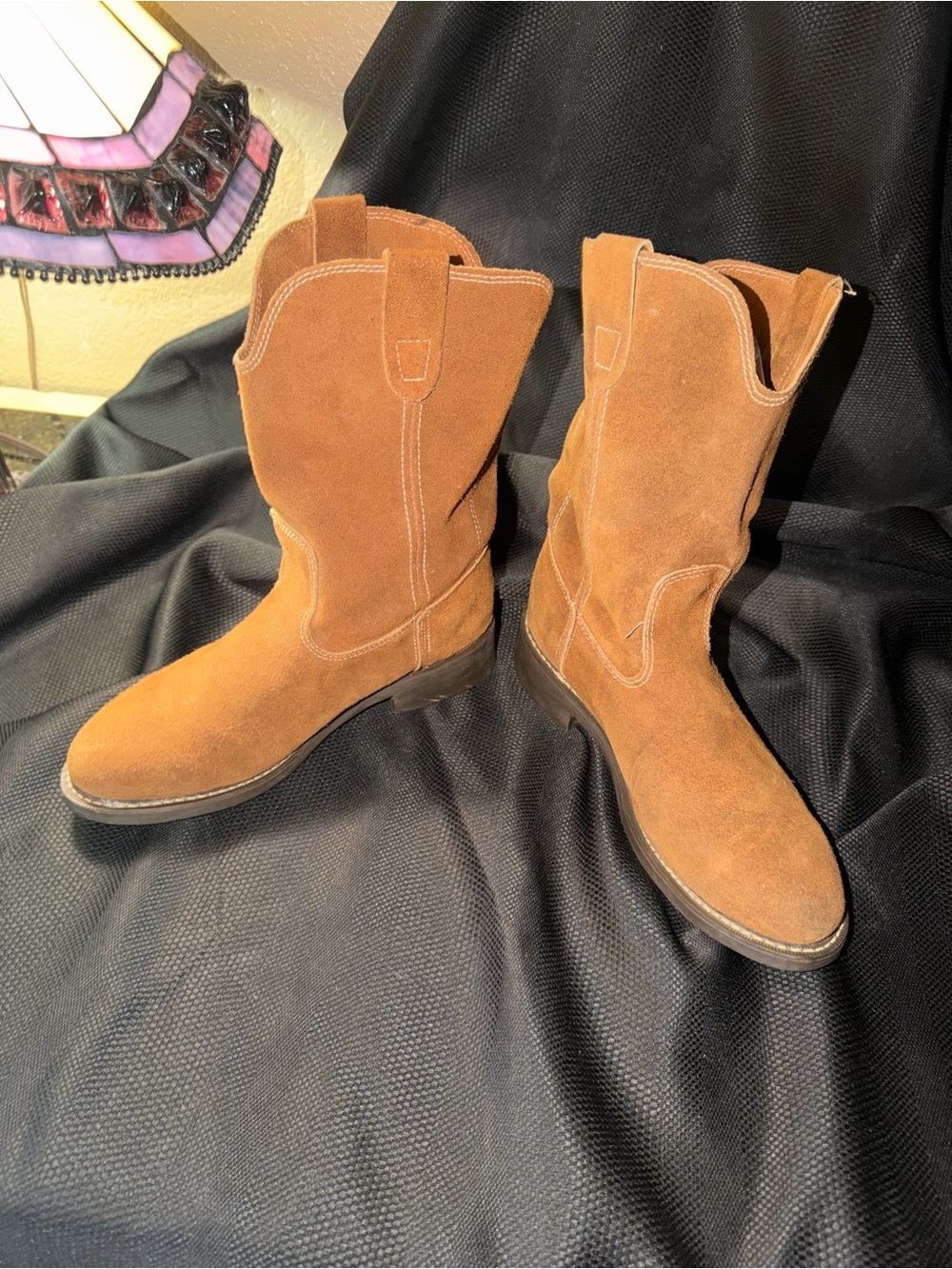 Men's Honchos Tan Suede Western Pull-On Boots